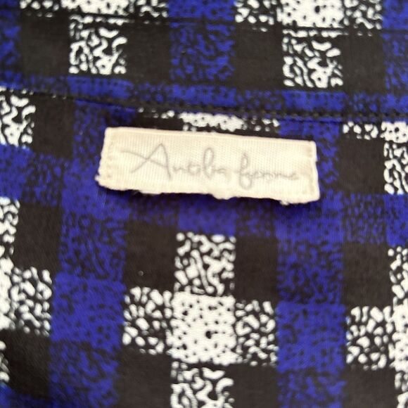 Antilia Femme Blouse - Midnight Blue Tunic Plaid Graphic Pattern - Picture 6 of 9